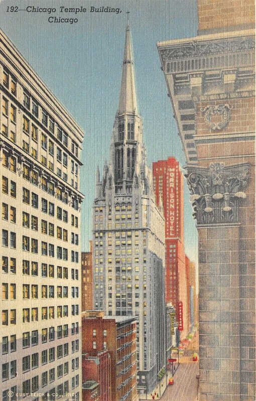 Chicago Illinois 1940s Postcard Chicago Temple Building
