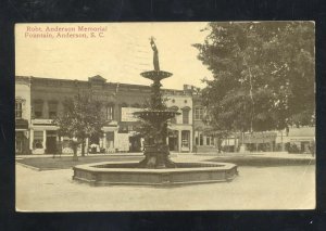 ANDERSON SOUTH CAROLINA SC ROBERT ANDERSON MEMORIAL FOUNTAIN POSTCARD