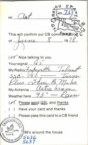 QSL Radio Card From Pascagoula Mississippi KAGE-0328 