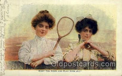 Tennis 1906 light wear close to grade 2, writing on front, postal used 1906