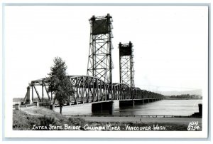 c1940's Inter State Bridge Columbia River Vancouver WA Ellis RPPC Photo Postcard