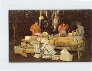 Postcard Basket Making at Oconaluftee Indian Village Cherokee North Carolina USA