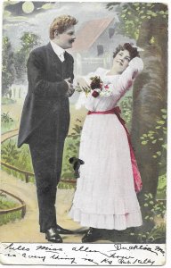 Adorable Couple Mailed From Bucklin Missouri  to Miss Pearl Allen 1907