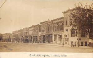 J68/ Clarinda Iowa RPPC Postcard c1910 South Side Square Stores 104