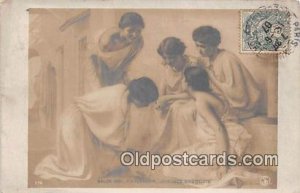 Woman Salon De Paris Joueuses D'Osselets 1907 Stamp on front crease right top...