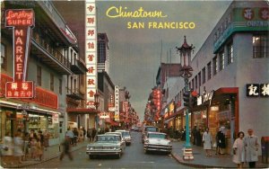 California San Francisco Chinatown Night autos Clements Postcard 21-12198