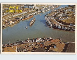 Postcard Ship Channel & Turning Basin in Port of Houston Texas USA