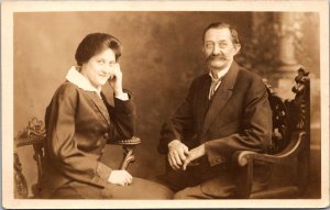 Couple Posing Real Photo The Charles Studio Atlantic City New Jersey