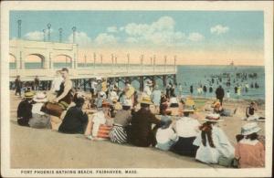 Fairhaven MA Fort Phoenix Bathing Beach c1920 Postcard