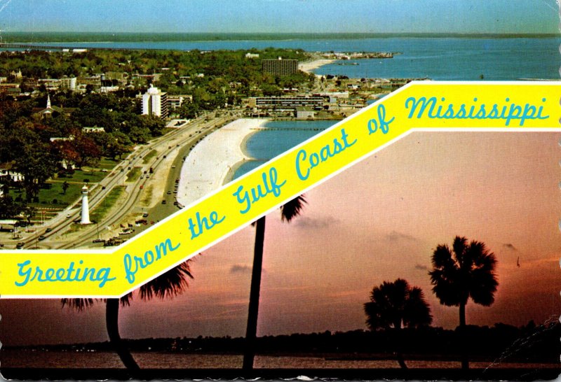 Mississippi Greetings From The Gulf Coast Looking East On Hwy 90 and West At ...