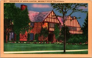 Vtg Residence Of Eddie Cantor Comedian Beverly Hills California CA Postcard