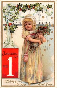 Wishing You a Happy New Year Child with Flowers 910 