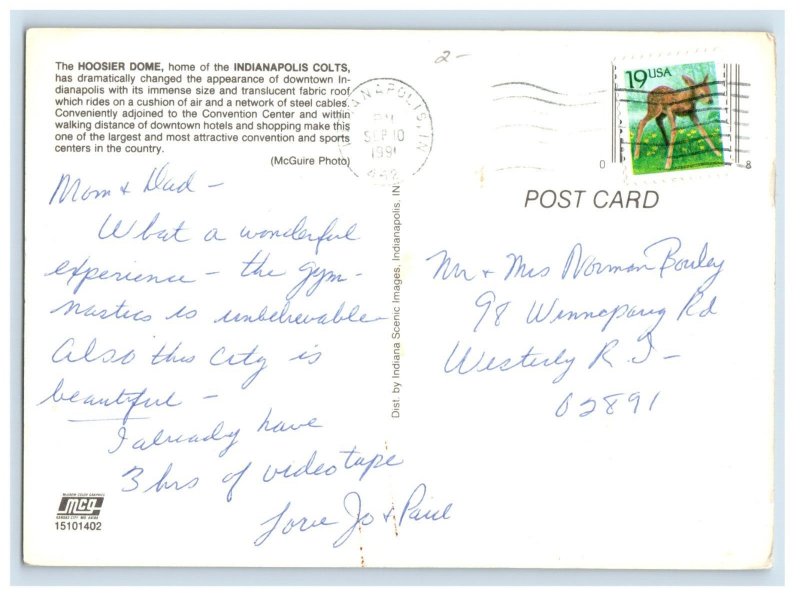 Vintage Hoosier Dome Indianapolis. Postcard AZE