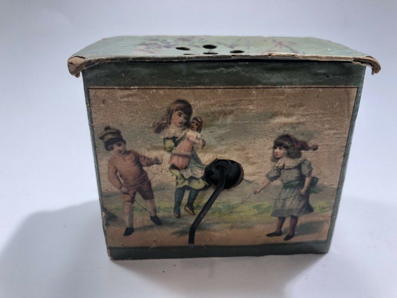 Antique Music Box Childs Musical Toy Cardboard Litho Works RARE SHIPS FREE IN US