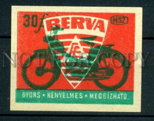 500723 HUNGARY BERVA motorcycle ADVERTISING Old match label