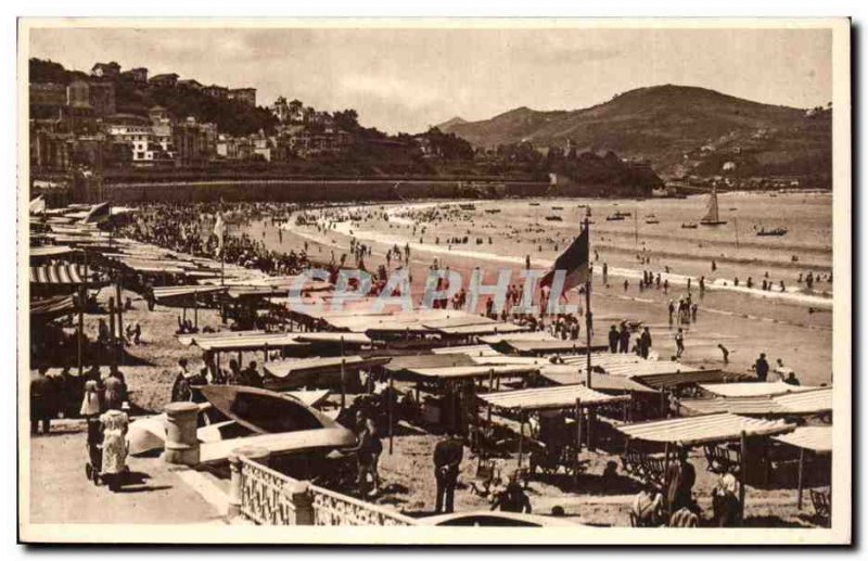 Old Postcard Spain Espana Spain San Sebastian Playa de Banos