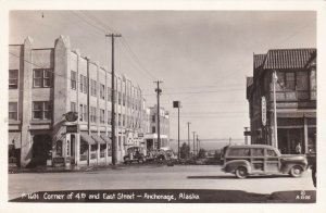 Alaska Anchorage Corner Of 4th & East Street Old Cars Real Photo sk2999