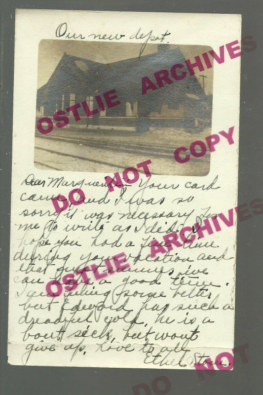 Anamosa IOWA RPPC 1906 NEW DEPOT Train Station nr Cedar Rapids Monticello Marion