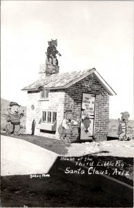 RPPC Third Little Pig's Brick House, Santa Claus AZ Vintage Postcard V74