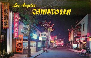 Postcard 1950s California Los Angeles Chinatown night Picturesque CA24-2180