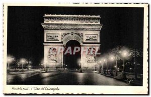 Old Postcard Paris at night The Triumphal Arch