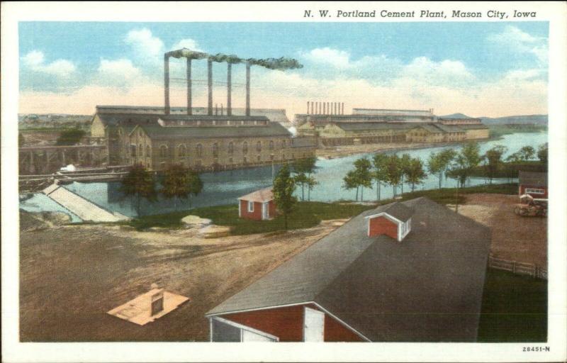 Mason City IA NW Portland Cement Plant Linen Postcard