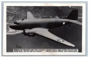 Douglas C-47 Skytrain Army Cargo Transport Real Photo Postcard RPPC EKC WJ Gray