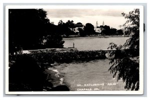 RPPC Beach View Chapala Jalisco Mexico UNP Postcard T8