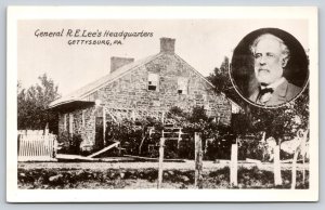 Gettysburg PA~Civil War General Robert E Lee HQ Bldg~Portrait~1940s RPPC