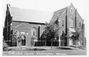 Washington Kansas Methodist Church Real Photo Antique Postcard K55300