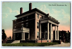 1913 Elks Home Exterior Scene Henderson Kentucky KY Antique Posted Postcard