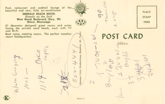 Biloxi, MS postcard: Emerald Beach Hotel