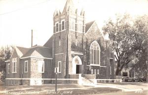 Sidney Iowa~Methodist Church Corner View~Classic Cars in Distance~1940s RPPC