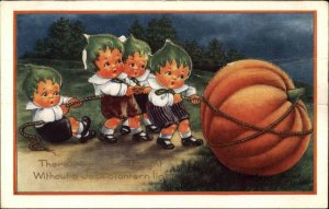 Halloween Chestnut Head Children Fantasy Fold-Back Kickstand Whitney Postcard