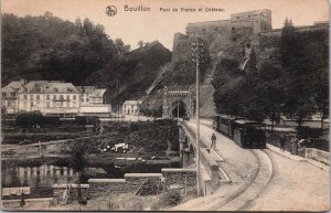 Belgium Bouillon Pont de France et Chateau Train Tram Vintage Postcard C051