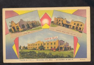 OKLAHOMA CITY OKLA. PARK O TEL HOTEL ROUTE 66 LINEN ADVERTISING POSTCARD