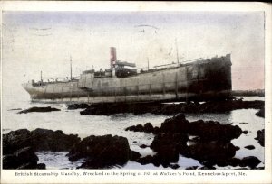 Kennebunkport Maine ME Ship Shipwreck SS WANDBY 1900s-20s Vintage Postcard