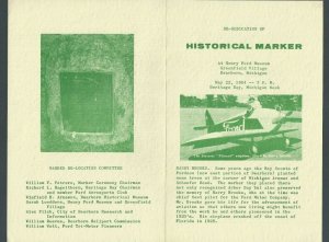 1964 Ford Museum In Dearborn MI Dedication To Pioneer Pilot Harry Brook 4 Page--