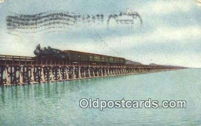 Lucin Cut Off, Great Salt Lake, Utah, UT USA Trains, Railroads 1907 light cre...