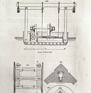 Dredging Machine Woodcut 1852 Victorian Industrial Print Engines Drawing 2 DWS1A