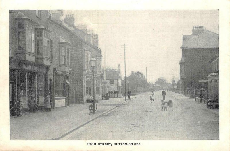 High Street Scene SUTTON-ON-SEA Lincolnshire, England c1910s Vintage Postcard