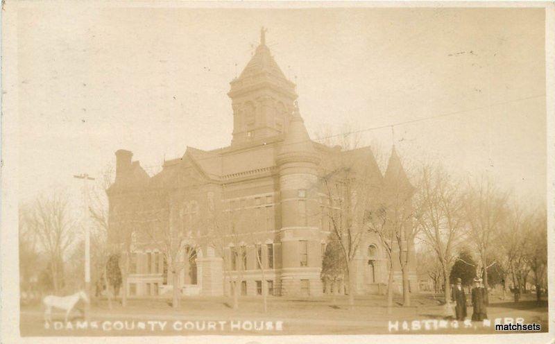 1908 Dam County Court House Hastings Nebraska RPPC real Photo postcard 9239