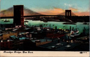 New York City Brooklyn Bridge Vintage Postcard C164