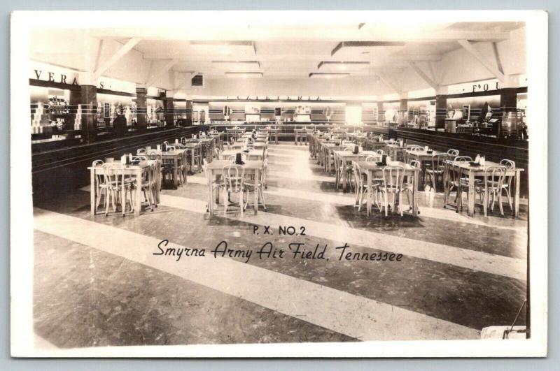 Smyrna Army Air Field TN~Post Exchange PX No 2~Cafe Soda Fountain~1944 WWII RPPC 