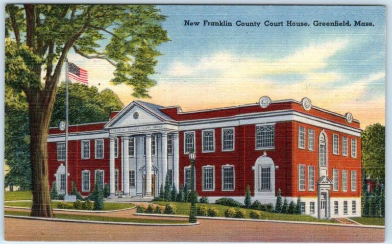 GREENFIELD, Massachusetts  MA  New FRANKLIN COUNTY COURT HOUSE  c1940s  Postcard