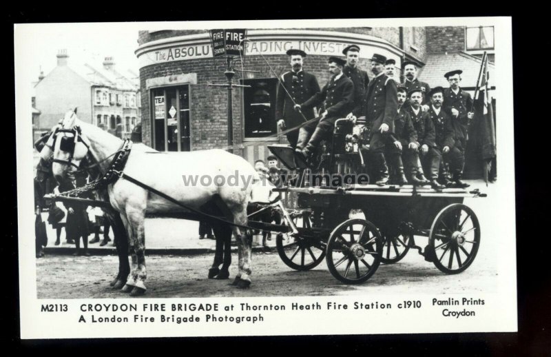 pp2472 - Thornton Heath Fire Brigade & Station c1910 - Pamlin Postcard No.M2113