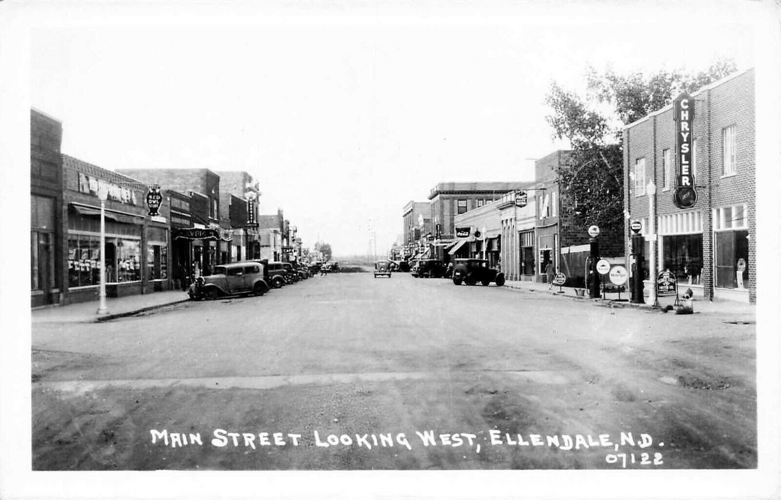 Ellendale ND Main Street Chrysler Dealership Mobil Gas Station RPPC
