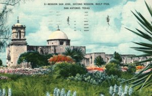 Vintage Postcard 1954 Mission San Jose Second Mission Built 1720 San Antonio TX