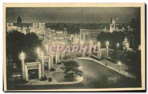 Old Postcard the Arts Decoratifs Exhibition view NIGHT 1925 Paris Porte d'Hon...