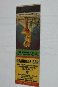 Grandale Bar Detroit Michigan Girl 20 Strike Matchbook Cover
